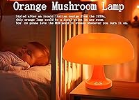 Vista 2 de Orange Mushroom Lamp Dimmable Mushroom Table Lamp with 3 Lighting Modes Plug Donut 70s Retro Mid Century Lamp for Room Aesthetic Modern Lighting for