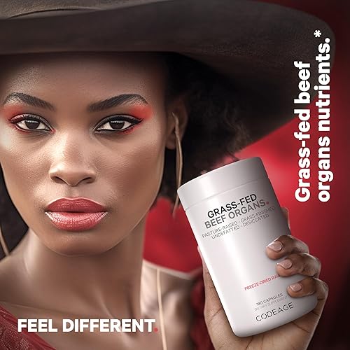 Miniatura 5 de Codeage Suplemento de órganos de carne alimentada con pasto  Suplementos glandulares  Liofilización, no desgrasado, hígado desecado, corazón, riñón,