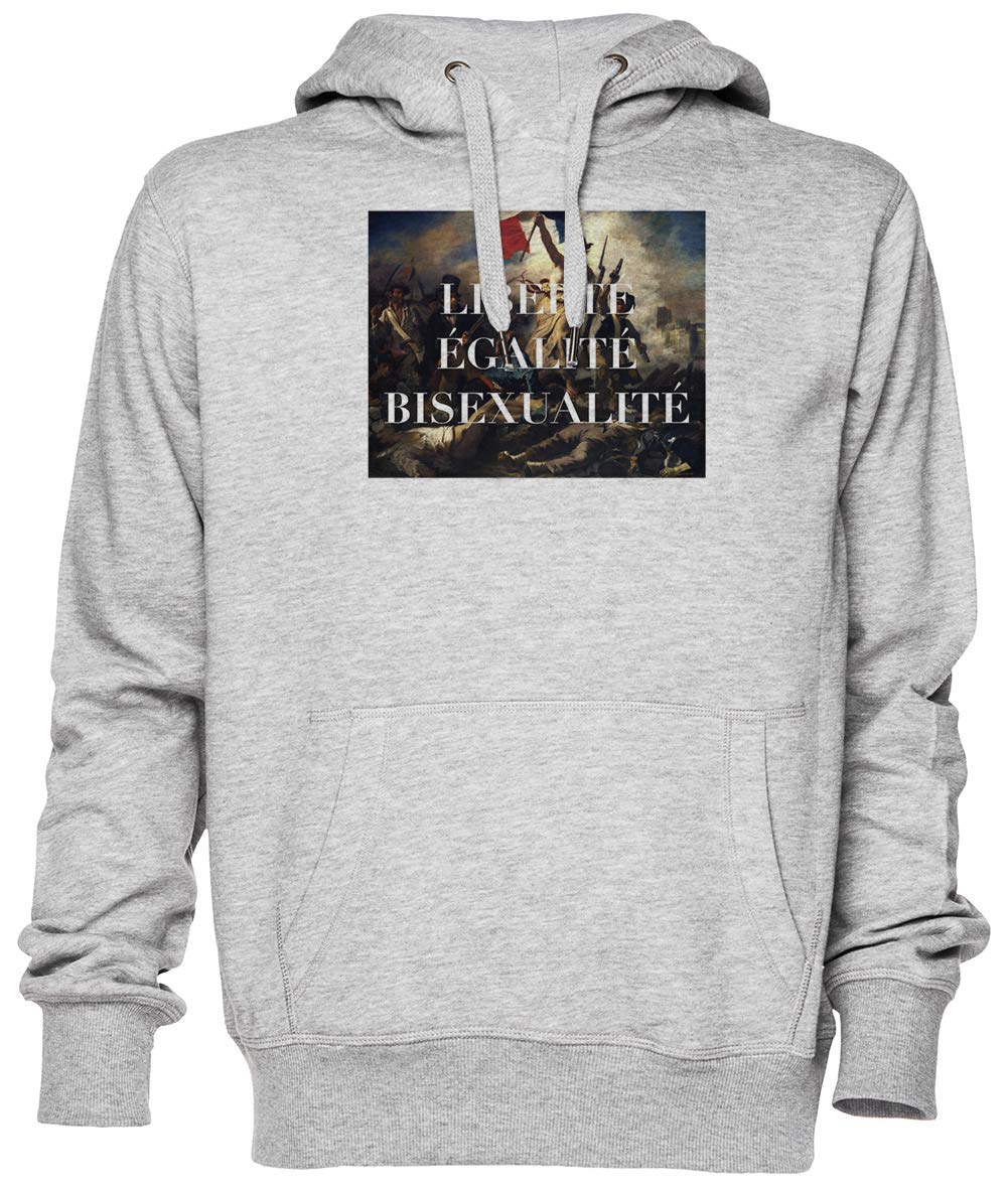 Liberte Egalite Bisexualite Grigio Felpa con Cappuccio Maglione Unisex Uomo Donna Grey Unisex Hoodie