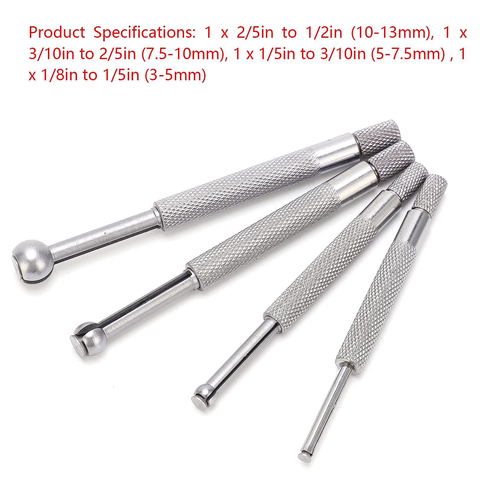 Set di Misuratori per Fori 4 Pezzi Misuratore Telescopico a Sfera Piena 3‑13 Mm per la Misurazione di Scanalature di Fessure di Piccoli Fori