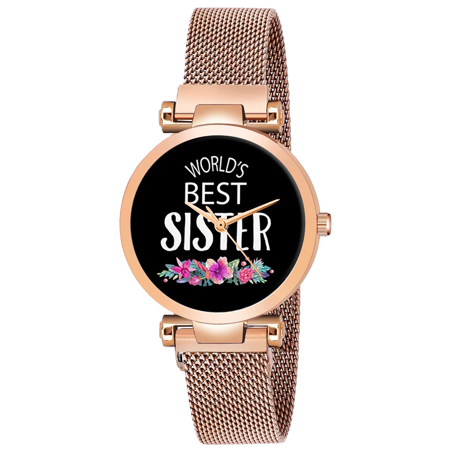 Relish Worlds Best Sister, Rose Gold Magnetic Mesh Strap Analog Watch for Girls & Women (B09WLLB3M1) Amazon Price History, Amazon Price Tracker