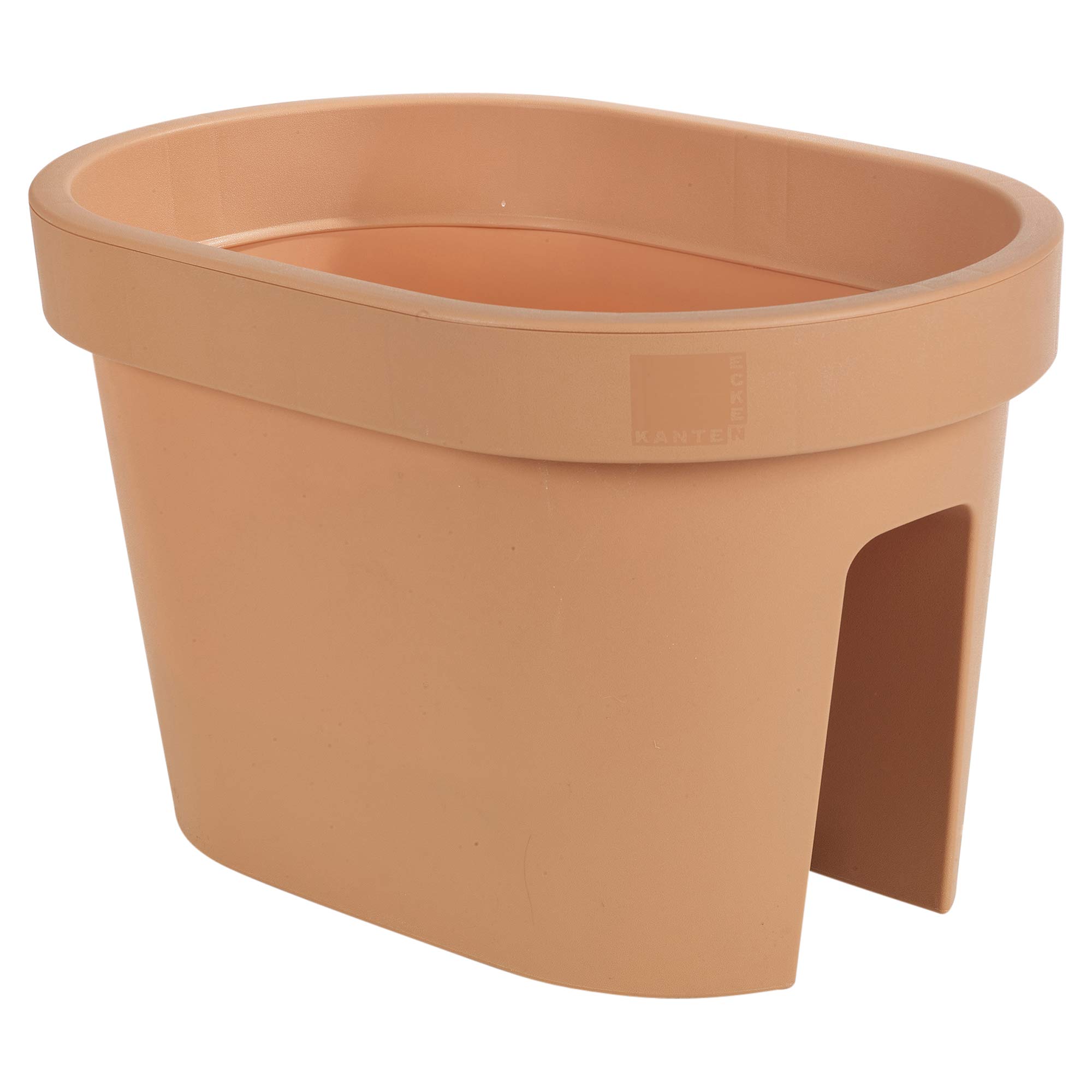 URBNLIVING Garden Balcony Railing Flower Bridge Planter Plastic Box Pot Flower Herbs Vegetables (1, Oval Terracotta)