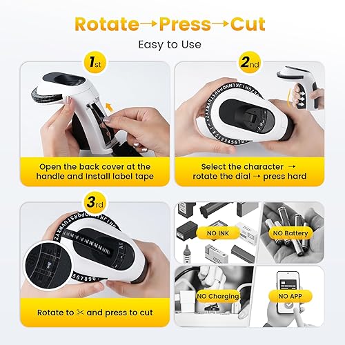 Miniatura 9 de Zodzi Embossing Label Maker, Vintage Embossed Label Makers, Manual Retro Label Maker Machine for Home DIY Crafts & Scrapbook Supplies, Old School