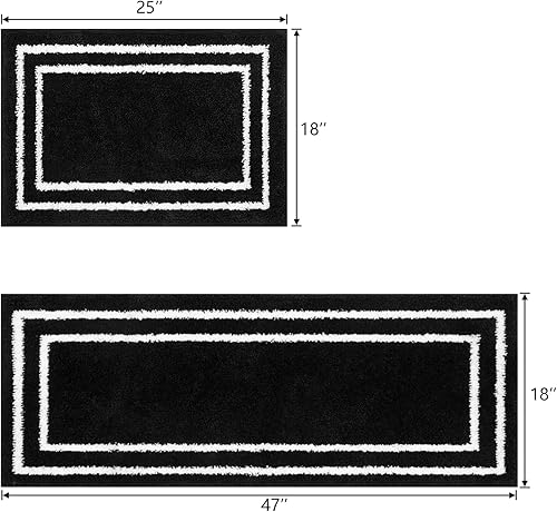 Miniatura 2 de Uphome Juego de 2 tapetes de baño para el suelo del baño, alfombra de baño suave de microfibra esponjosa, absorbente, antideslizante, lavable a