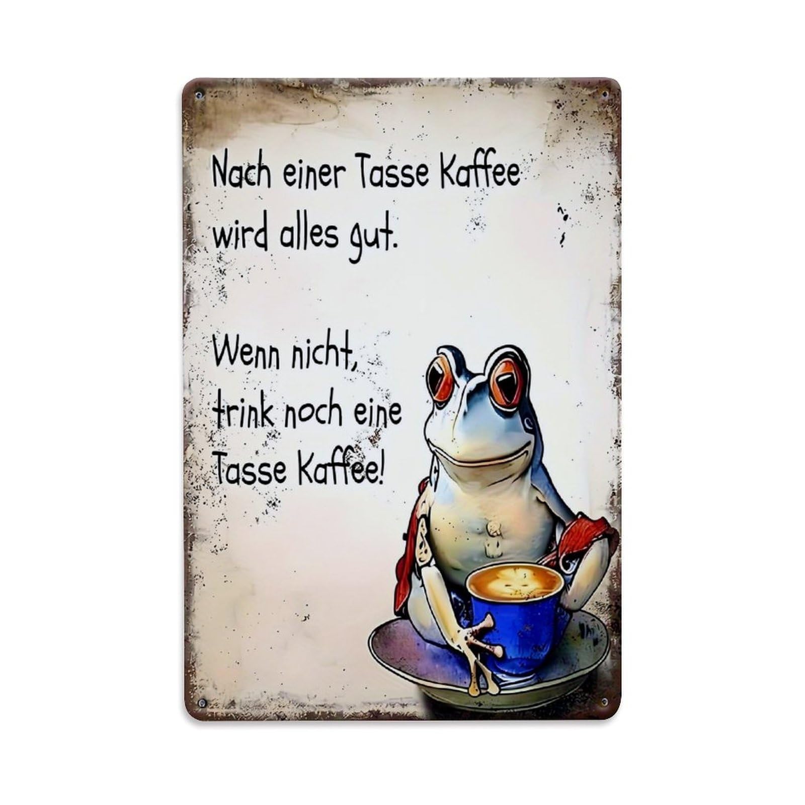 Jdfenggu Vintage Frog Holding Coffee Cup Retro Metal Tin Sign, Decor Art Poster For Bar, Home, Man Cave, Kitchen, Laundry Room Gift 8X12inch