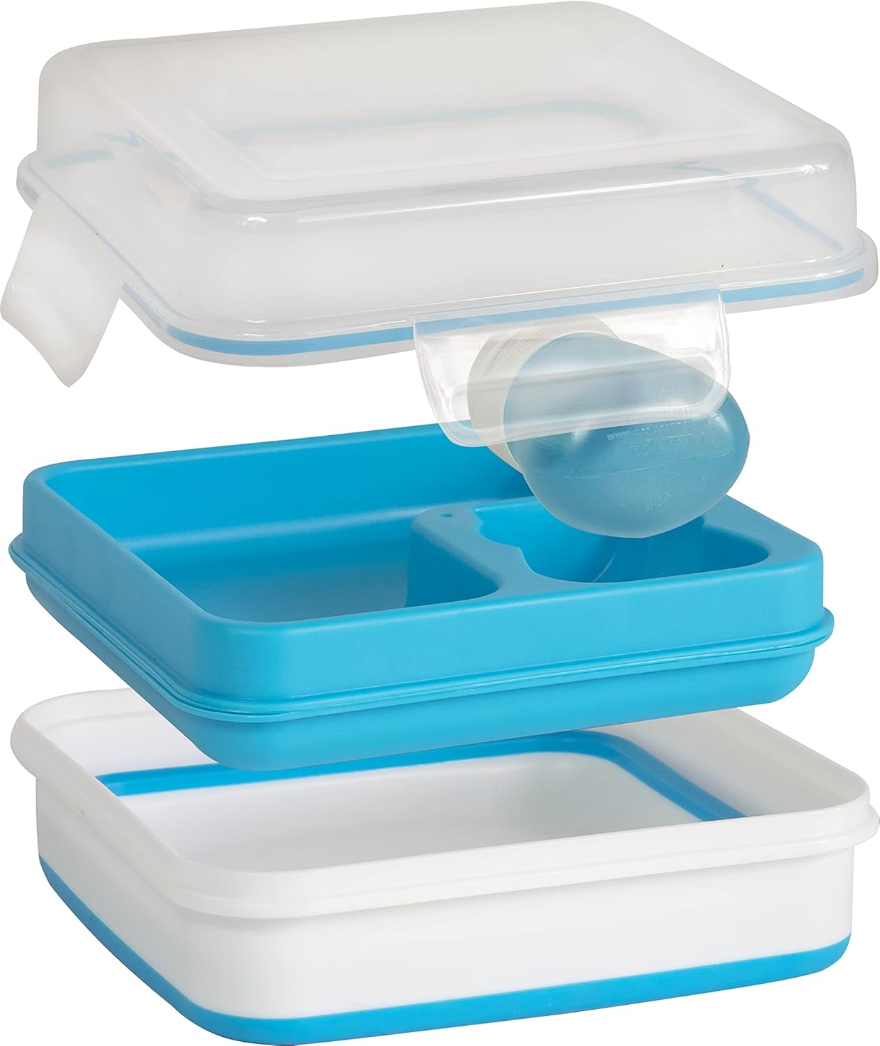 COOL GEAR 2-Pack Large Expandable To-Go Salad Kit Lunch Containers - Square - 52 oz Bowl with 3 Compartments for Toppings and Salad Dressing Bottle | Bento Meal Prep