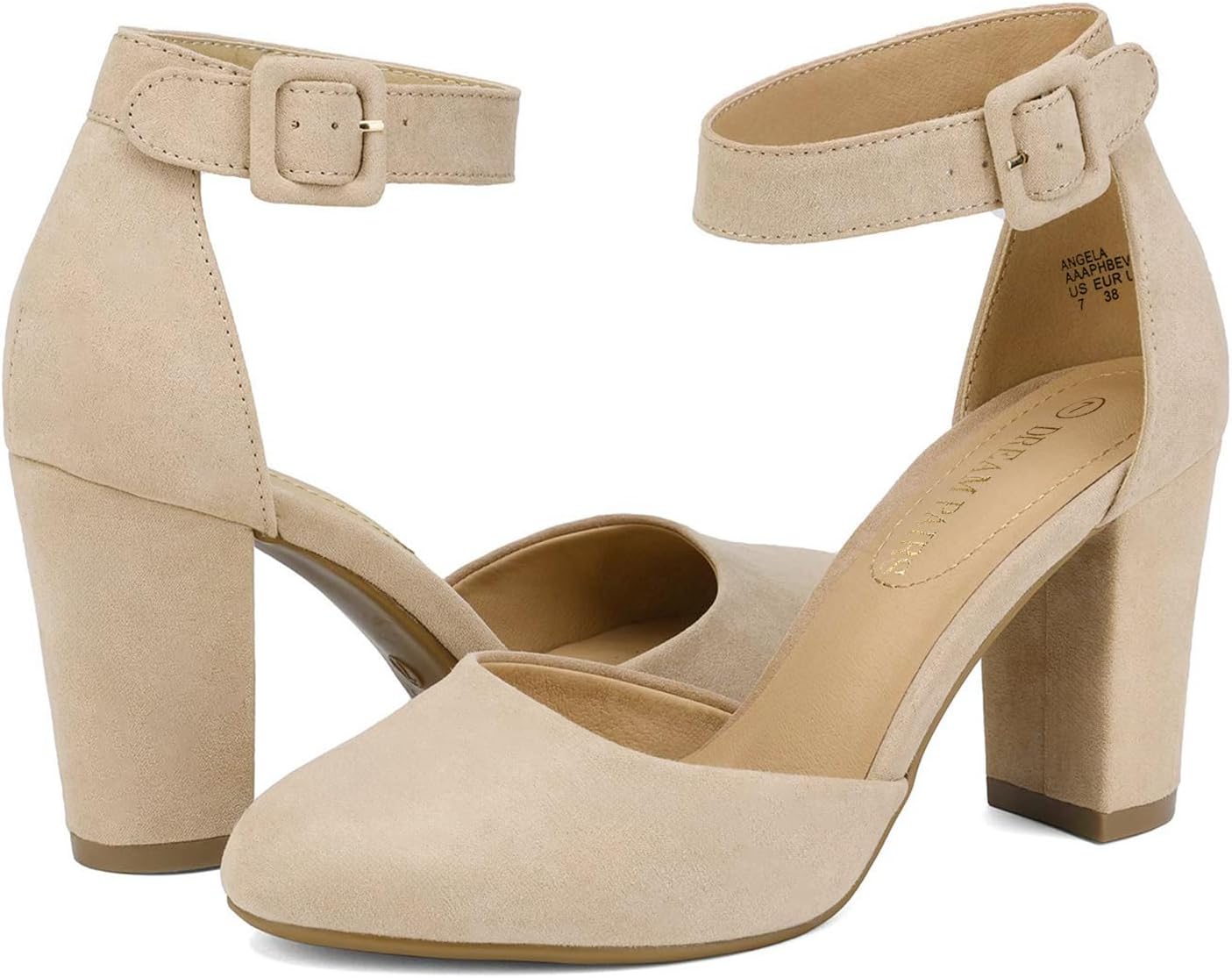 DREAM PAIRS Women's High Heel Ankle Strap Closed Toe Chunky Wedding Pumps Shoes - Image 5