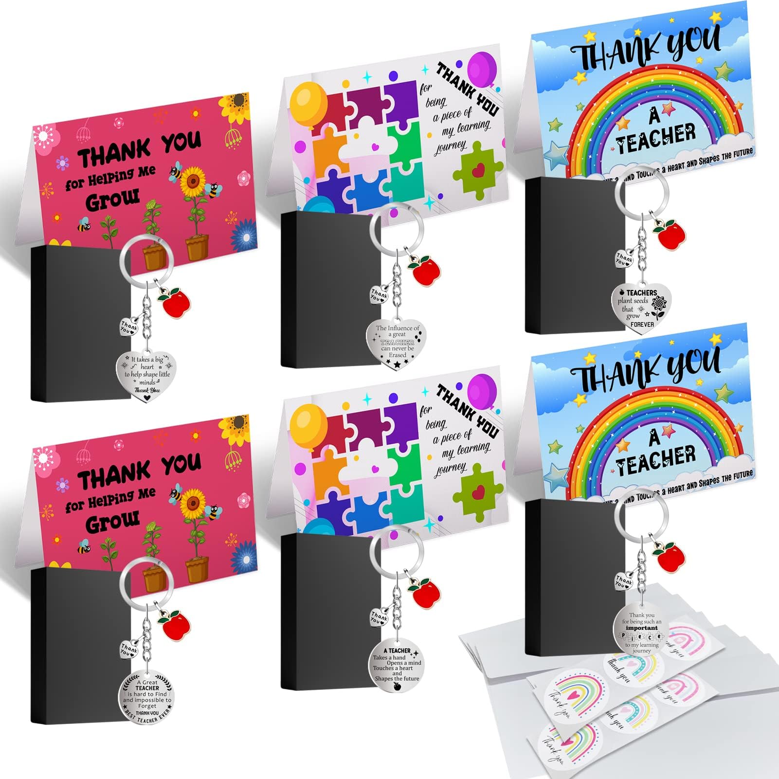 Teacher Gifts Keyring, 6Pcs Thank You & Appreciation Teacher Leaving Gifts for TA, Nursery, Best