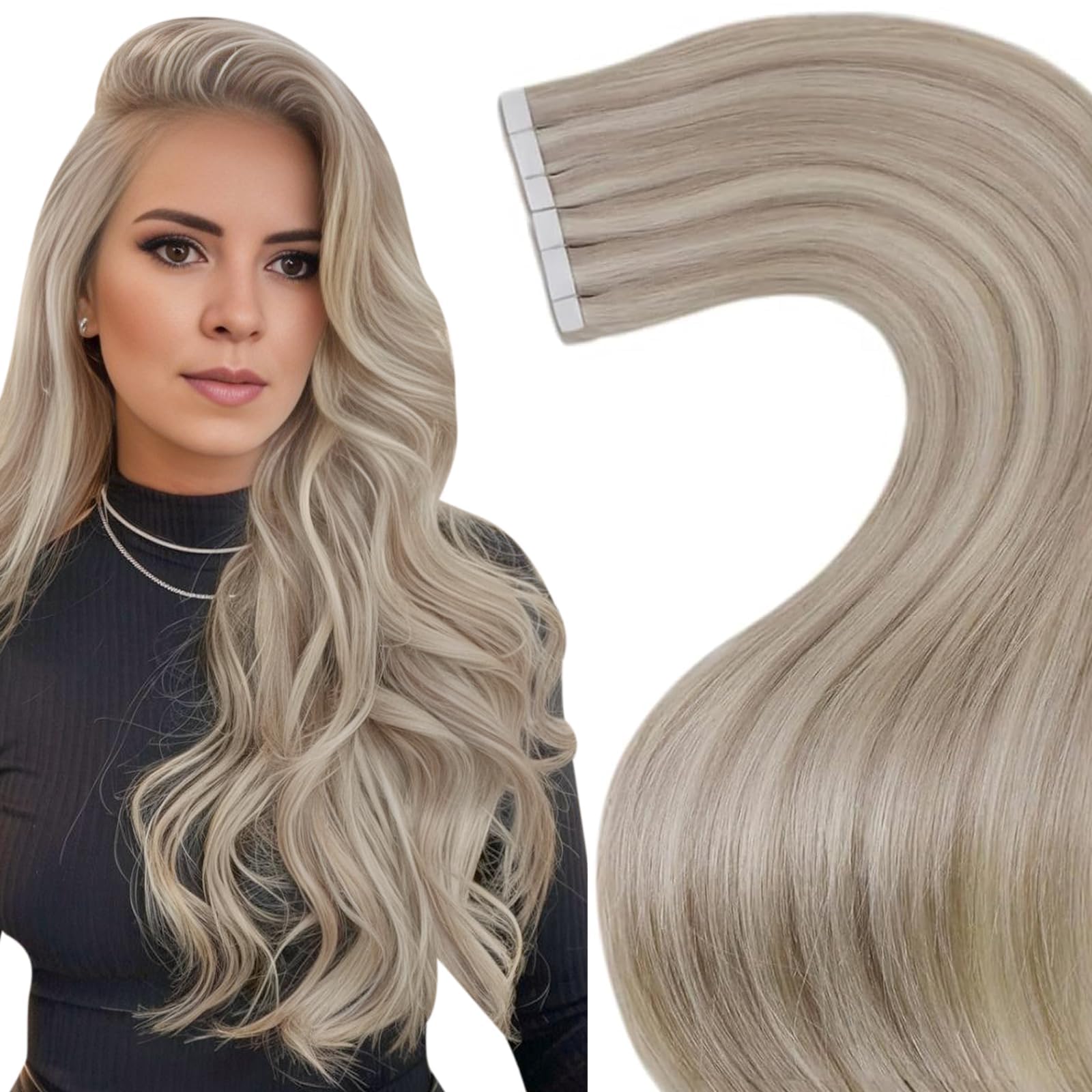 LaaVoo Tape in Extensions Echthaar Remy Haarverlängerung Echthaar Extensions Tapes