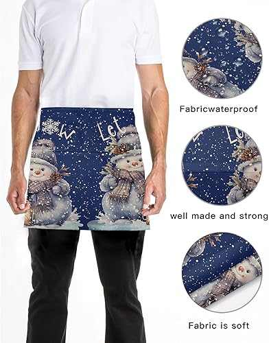 Miniatura 5 de Delantales de servidor de Halloween con 3 bolsillos, delantal de cintura color naranja, calabaza, blanco, fantasma, negro, impermeable, medio