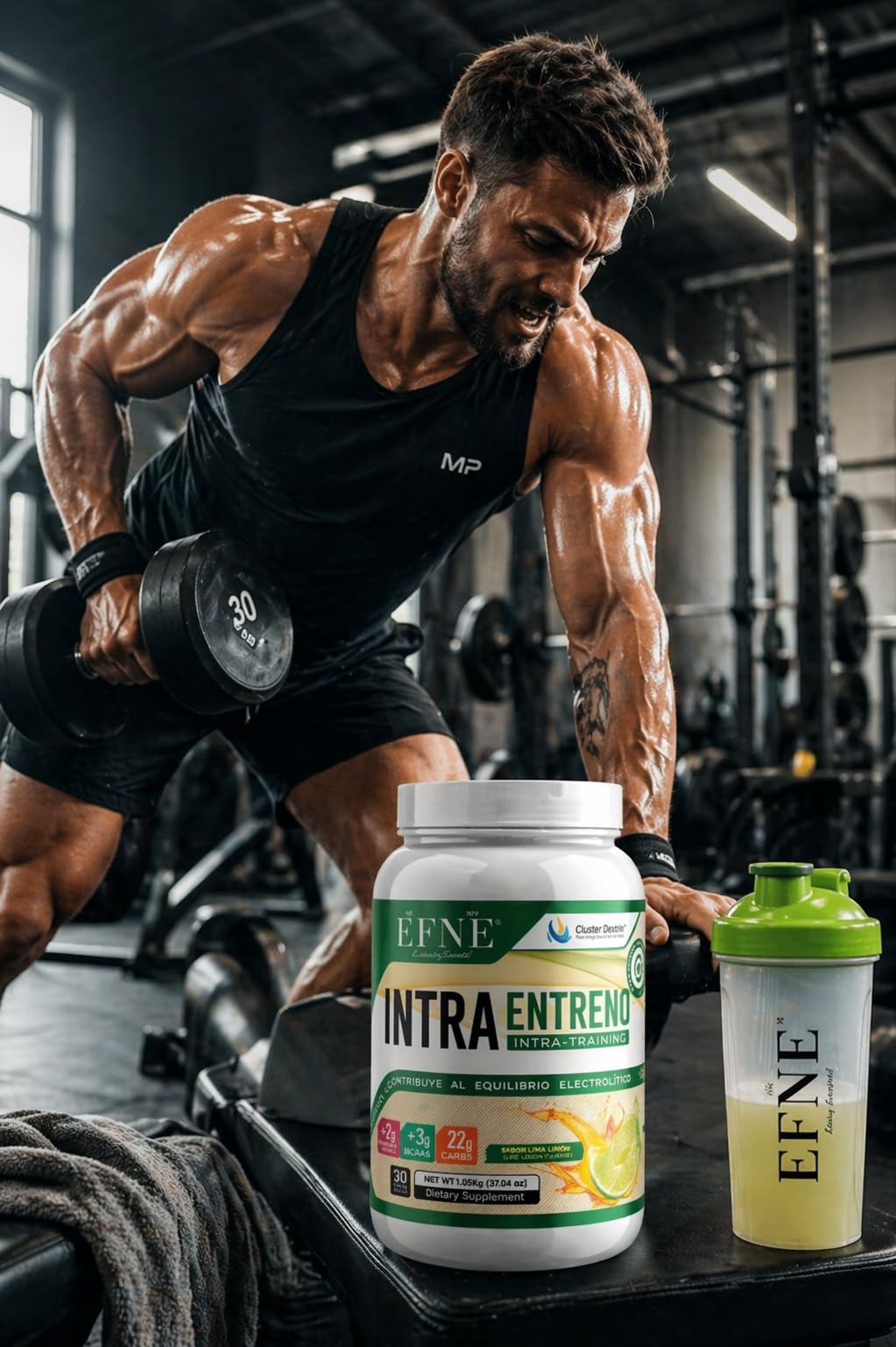 EFNE Intra Entreno Premium 1,05kg Sabor Lima-Limón | Cluster Dextrin + BCAA + Citrulina + Electrolitos | Bebida Intra Workout para Energía Sostenida, Hidratación y Recuperación Muscular | Sin Cafeína