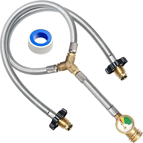 Miniatura 8 de Roastove Regulador y manguera de propano de 5 pies, piezas de repuesto universales para regulador de parrilla, manguera QCC1 y regulador para la