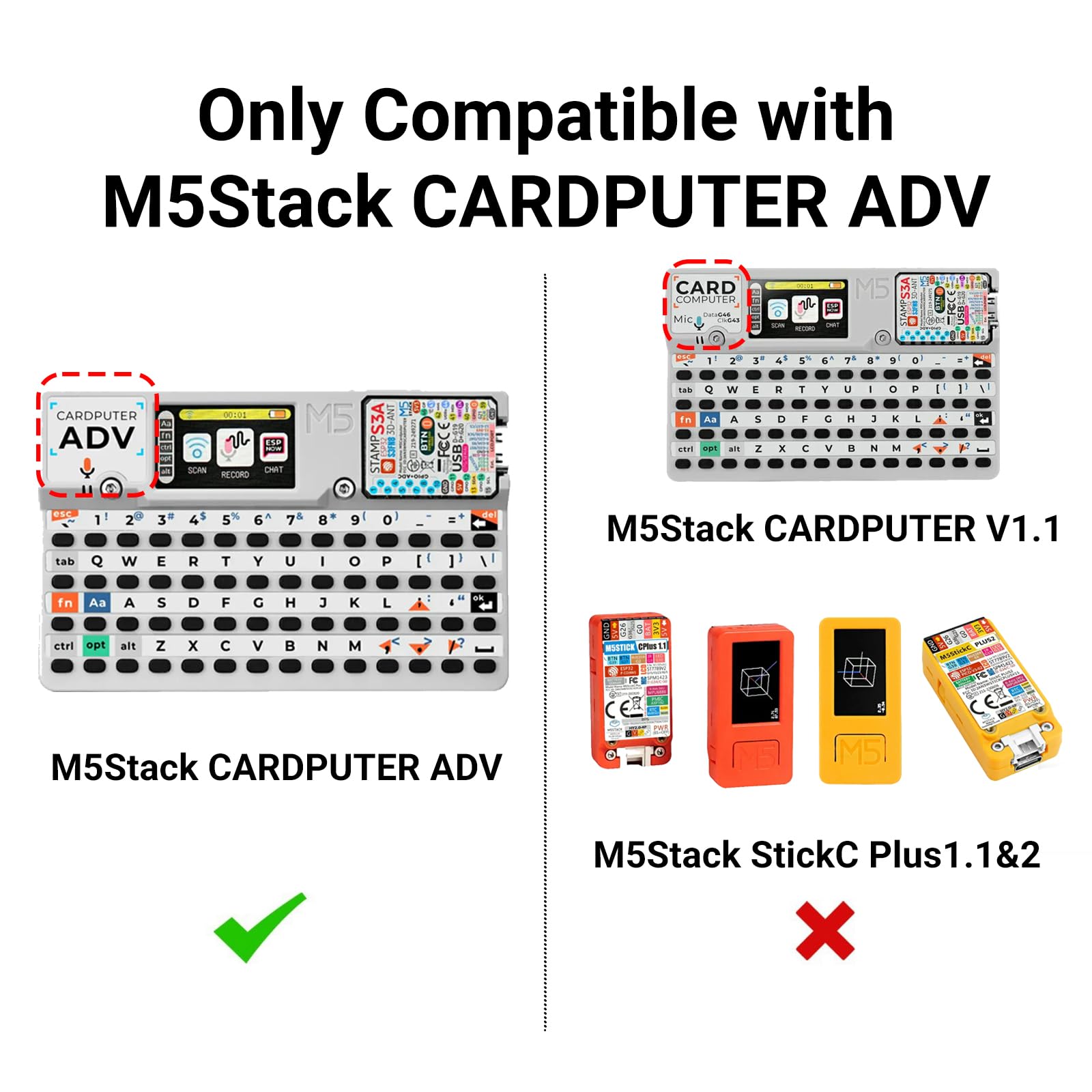 Płyta rozwojowa RF 2 w 1 do M5Stack Cardputer ADV, kompatybilna z NRF24 i CC1101, ulepszone filtrowanie mocy, stabilny moduł edukacyjny 2,4 GHz i 433 MHz (Cardputer nie jest dołączony)