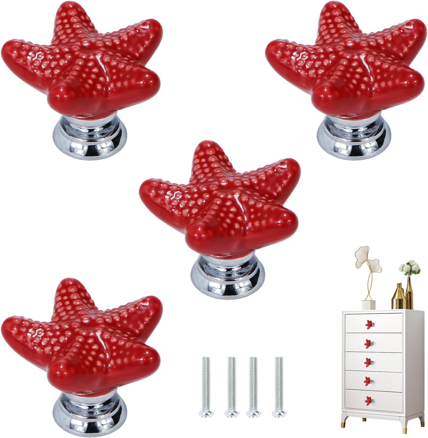 Starfish Drawer Knobs Coastal Kitchen Knos Beach Themeb Knob