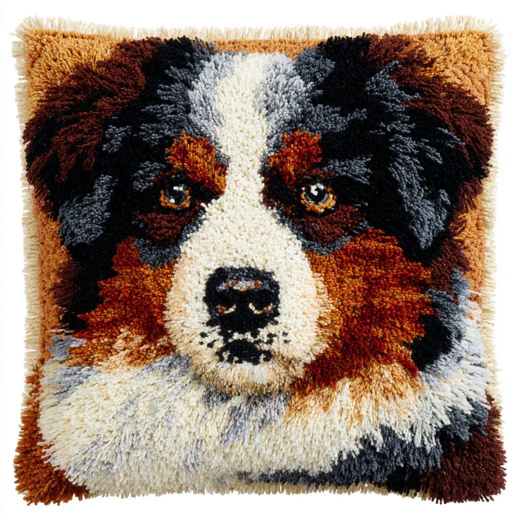 Henypt Latch Hook Cushion Kits Dog