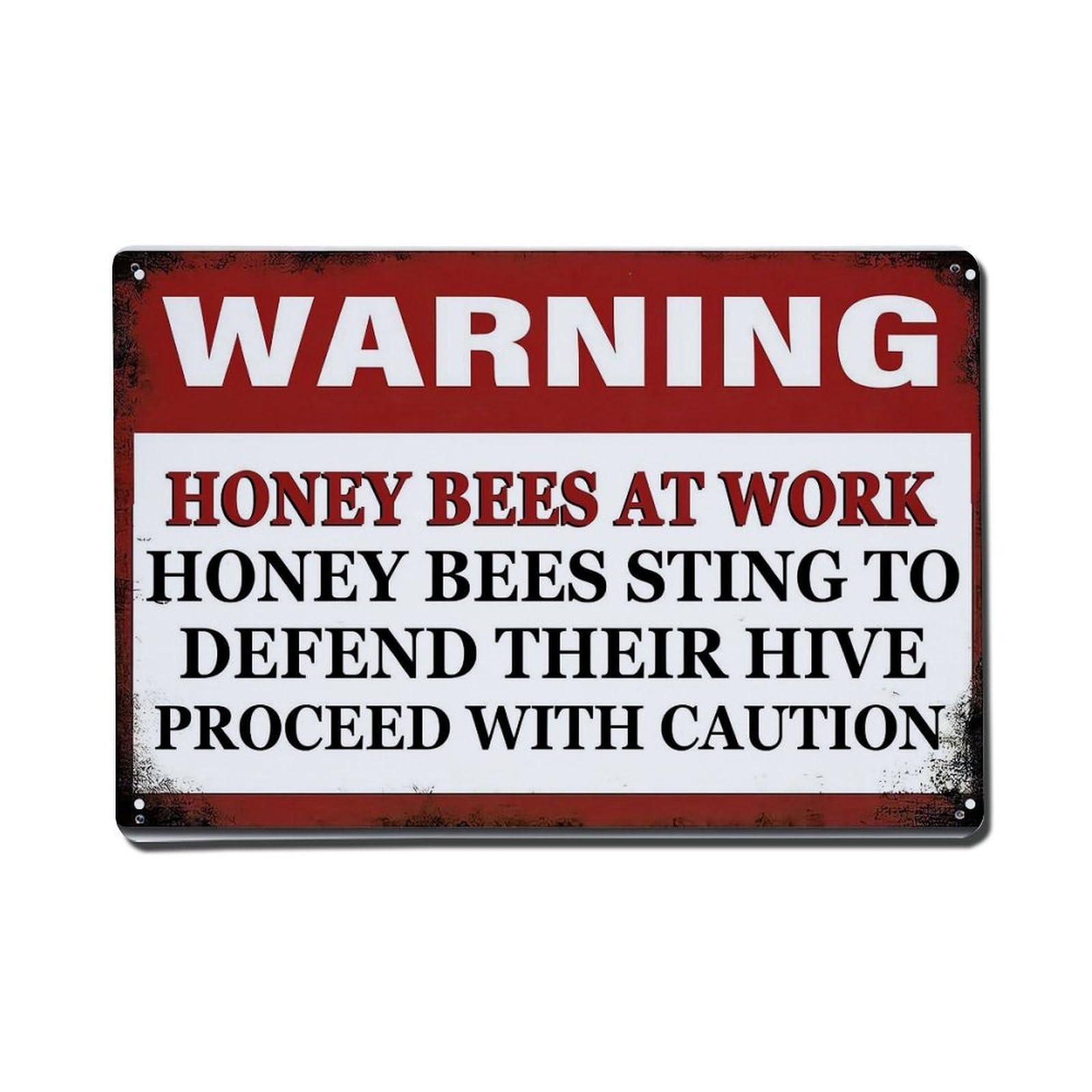 Jdfenggu Vintage Warning Honey Bees At Work Retro Metal Tin Sign, Metal Poster For Bar, Home, Man Cave, Kitchen, Laundry Room Art Decor 8X12 Inch
