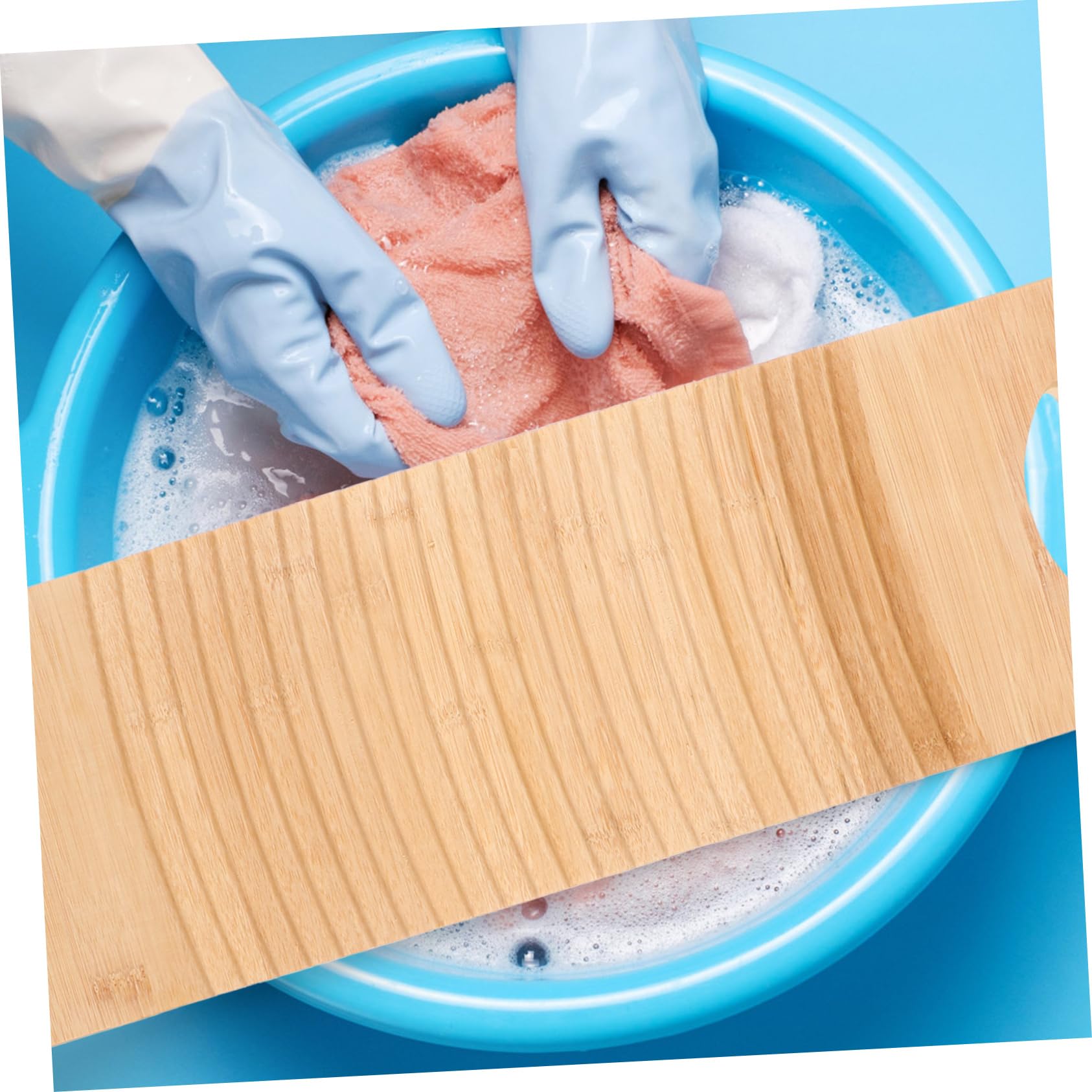 Cabilock ASSE per Lavare i Vestiti in bambù Naturale, Superficie Ondulata Antiscivolo, Delicata sui Capi, 50x18cm per Bucato in Casa
