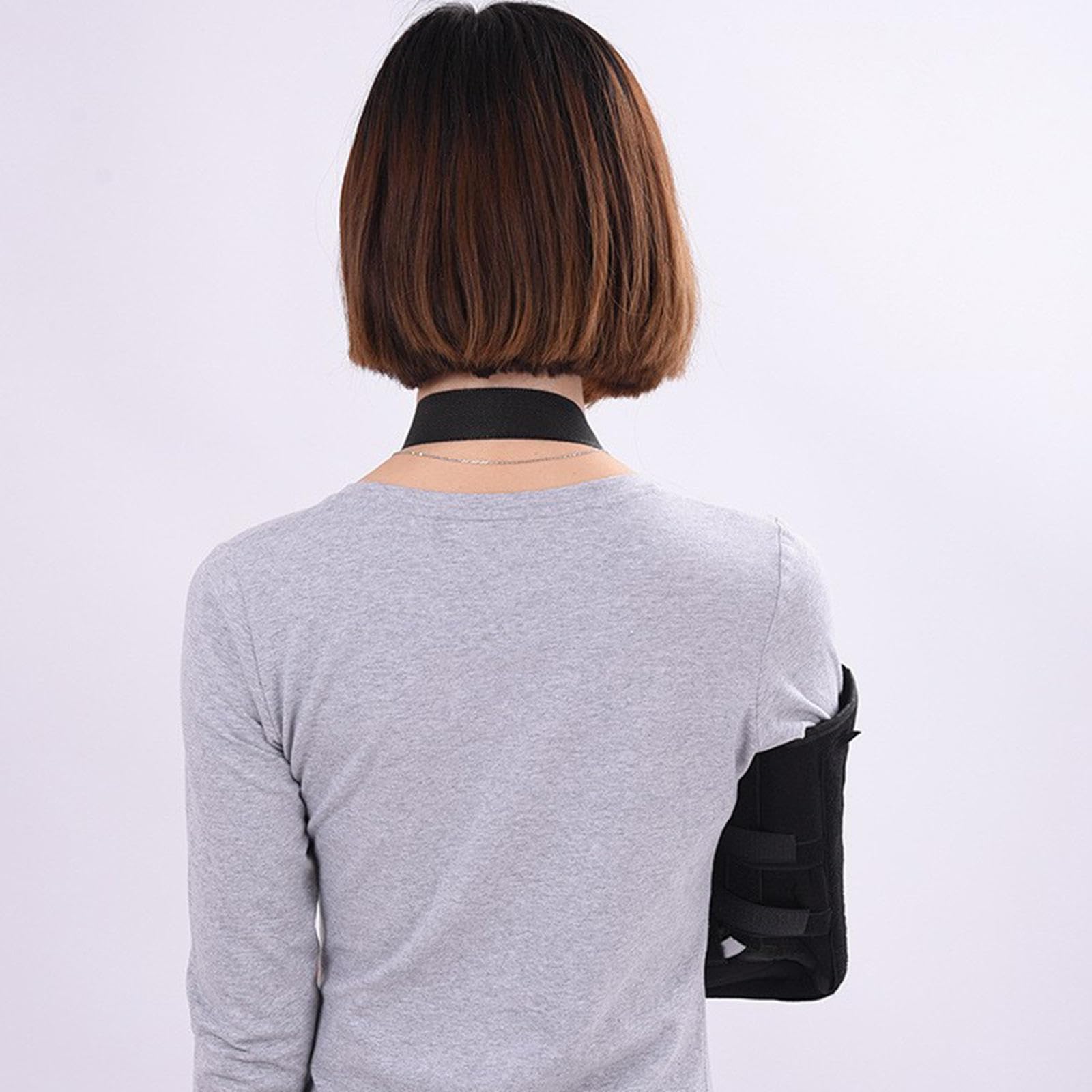 PopieL Tutore per Articolazione del Gomito Rinforzato Nero, Cinghia per Gomito per Fissazione di Fratture del Braccio, Riabilitazione Domestica, Uomo Donna