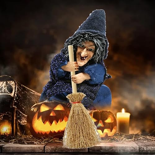 Miniatura 3 de TIHOOD 50 piezas de mini escobas colgantes de pajilla, decoración artesanal, escobas artificiales en miniatura, escobas de bruja de simulación para