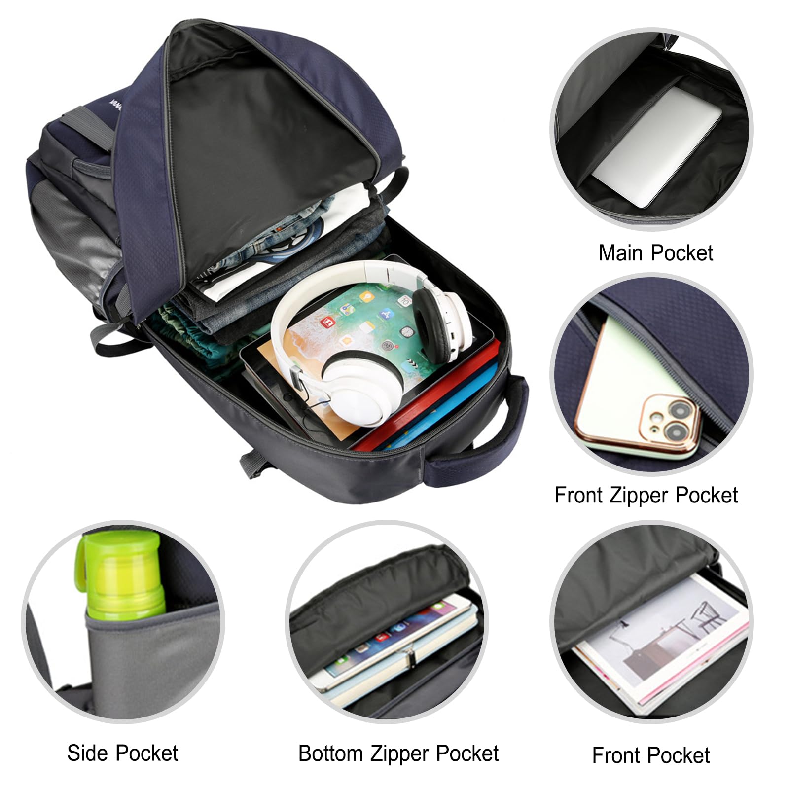 60L Zaino da Trekking Zaino Impermeabile Zaini Hiking Backpack per Donna Uomo Campeggio Arrampicata Viaggio Sport Nero