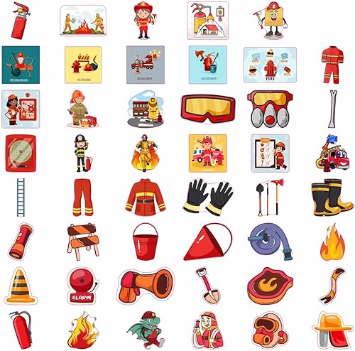 Miniatura 4 de BulbaCraft Calcomanías de bombero para niños, 100 calcomanías de vinilo, impermeables, reutilizables, recuerdos de fiesta, suministros escolares,