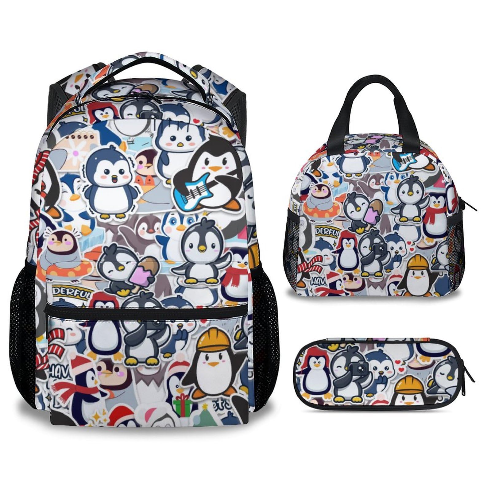 COOPASIA Cute Penguin Backpack, 16 Inch Animal Theme Bookbag with Adjustable Straps, Durable, Lightweight, Large Capacity, Penguin4-2, One Size