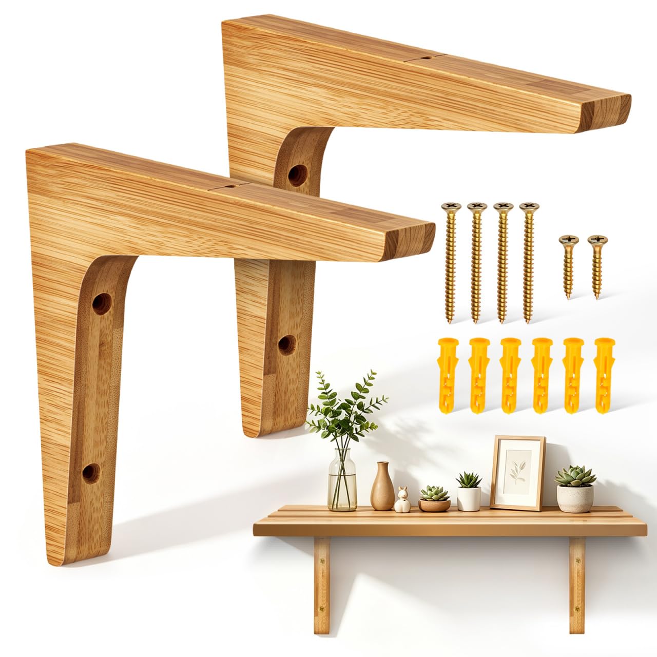 Toddmomy 2 piezas Soportes de Estantes de Madera Maciza Escuadras Triangulares Resistentes para Pared Soporte para Baldas Pesadas Adecuados para Estantes Flotantes y Racks de Flores
