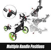Vista 4 de Carrito de golf para empujar, carrito de golf plegable para palos de golf, carrito de golf de 3 ruedas para bolsa de golf, carritos de golf