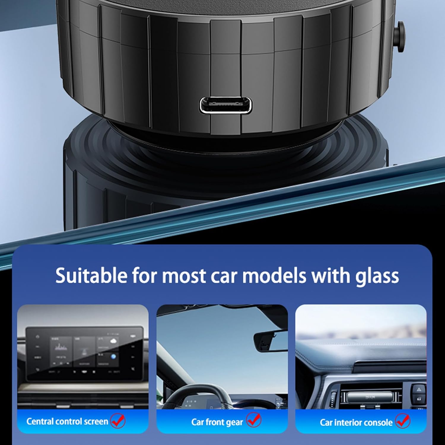 GOWENIC Magnetic Phone Mount, Vacuum Suction Cup, Mirror Wall Mount, Car Dashboard Holder, Tile Glass Kitchen Gym Organizer, Black Magnetic Holder image 5