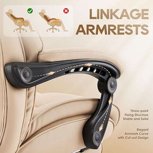 Miniatura 21 de COLAMY Silla de oficina con reposapiés retráctil, diseño ergonómico de respaldo alto, silla ejecutiva de escritorio para computadora con almohada