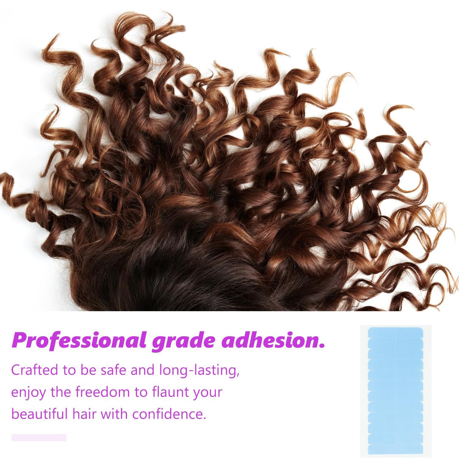WUBAYI 60 cintas adhesivas para pelucas, 4 cm x 0,8 cm, ultrafuertes, resistentes al agua para extensiones sin costuras, cinta ultra adherente, cinta duradera para pelucas de pelo humano y sintético