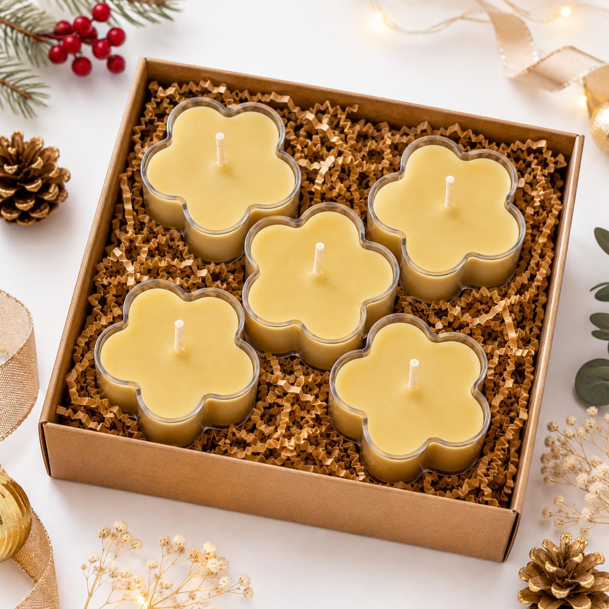Aura Bliss Tealight Star Candle | Handmade Soy Wax Floral Tealight, Flower Shape Mini Decor, Romantic Home Decoration, Festive Gift, Premium Decorative Wax, (50, Yellow)-image-24