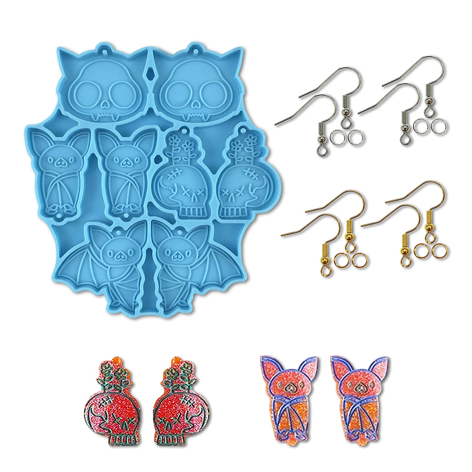 Resin Earring Mold, Halloween Molds, Bat Skull Jewelry Making