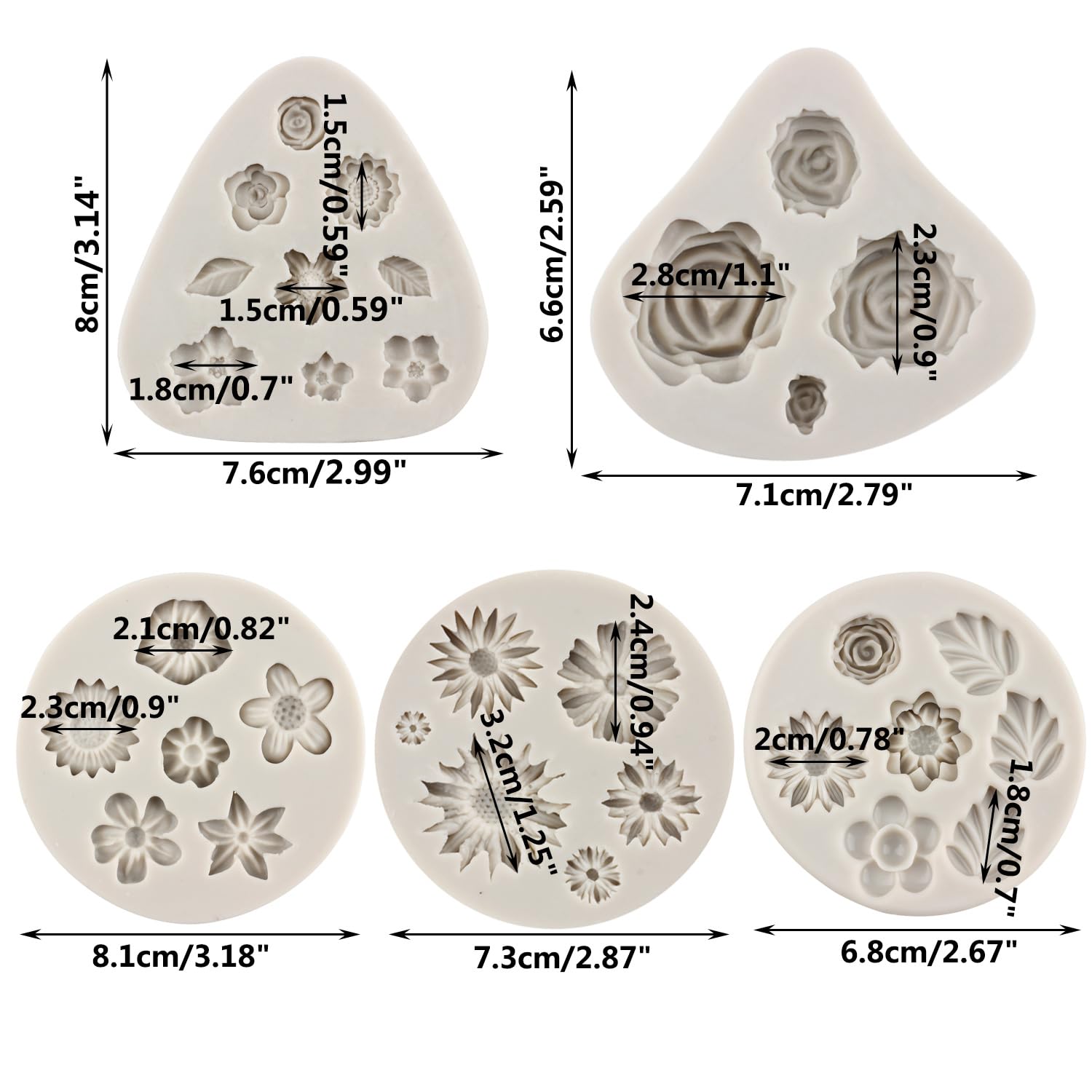 MYPRACS Fondant Formen 4-teilig - Silikon Blumenformen Für Kuchen Dekoration