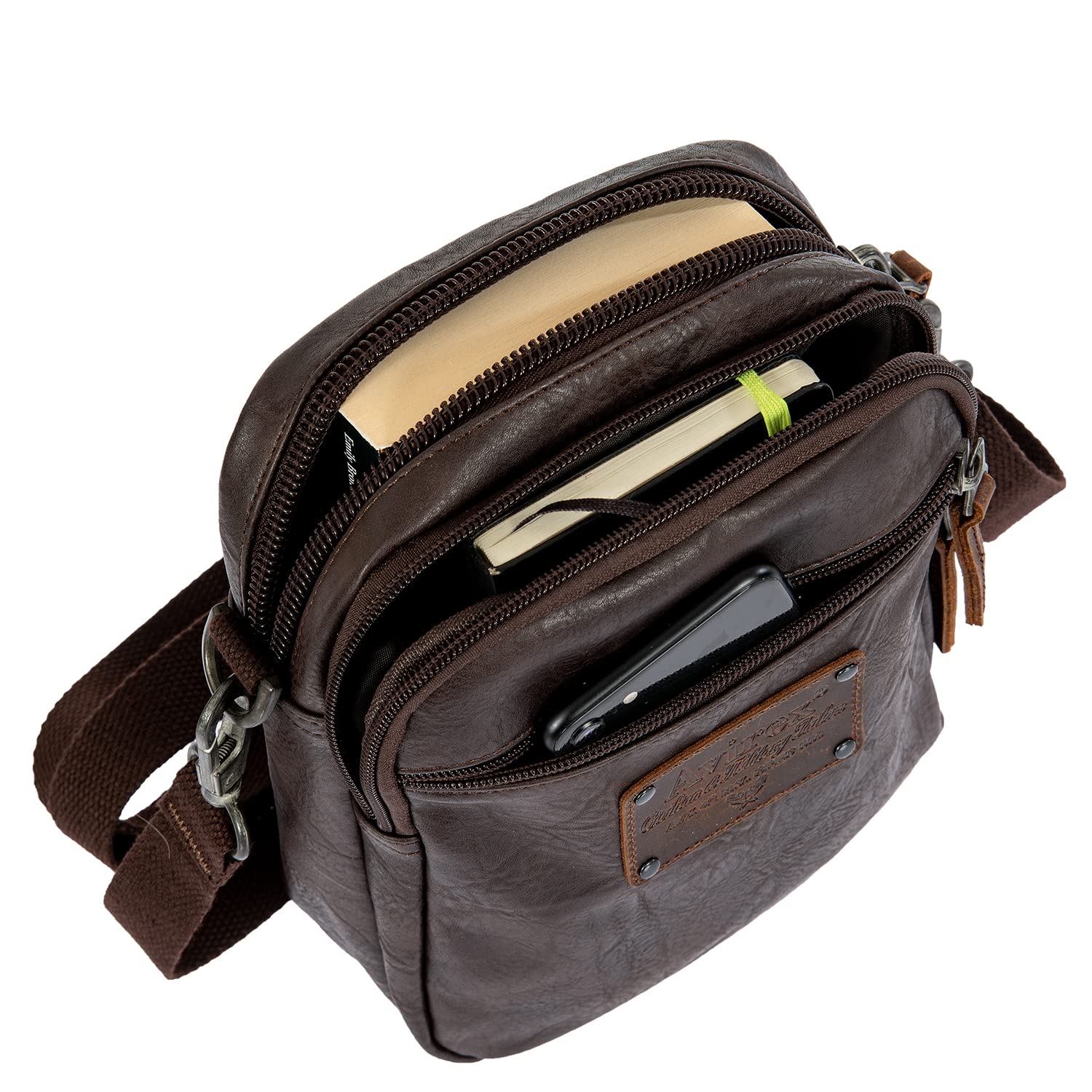 Avirex Borsello Uomo a Tracolla in Eco pelle, Borsa a tracolla Uomo impermeabile con Tasche a Zip in stile vintage, Collezione Buffalo BFL05