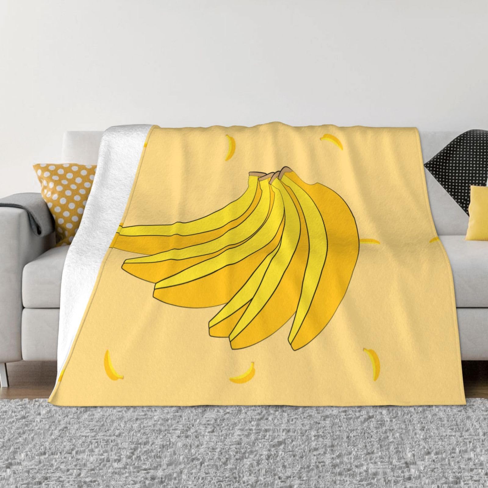 Couverture en flanelle banane 127x101 cm, cadeau original lit