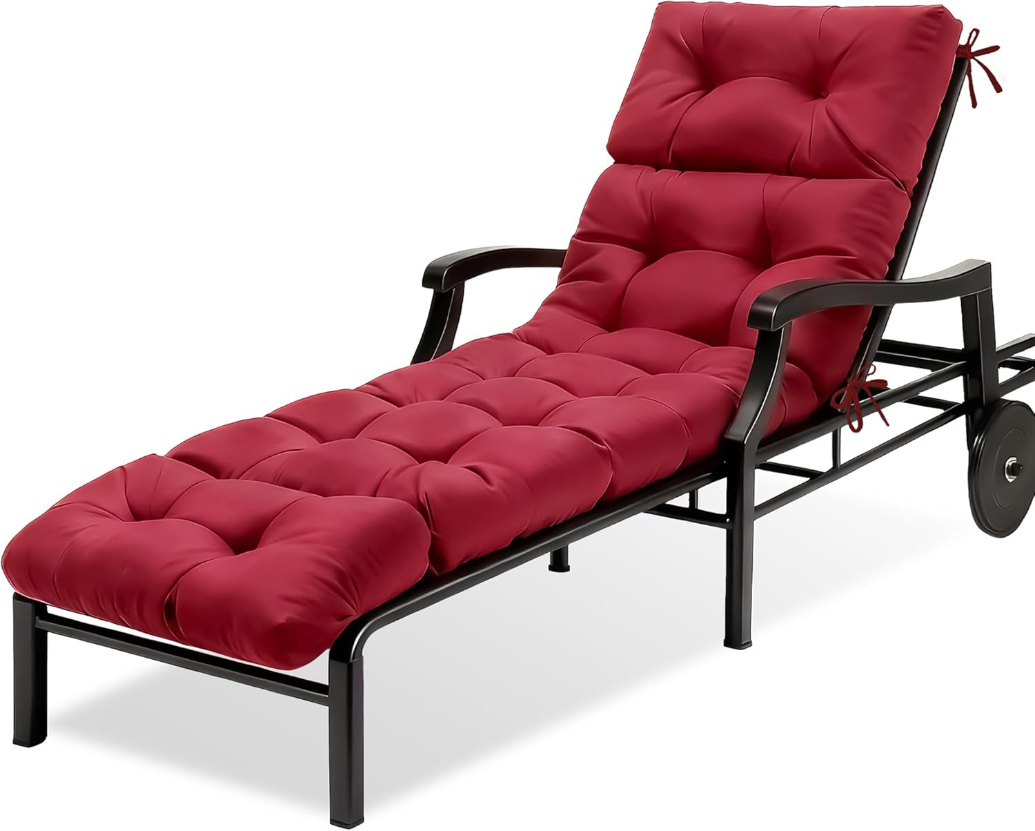 MTMR Chaise Lounge Cushion Outdoor, Non-Slip Chair Cushion for Patio Furniture, Waterproof Outdoor Replacement Seat Pad for Pool Lawn Wicker Couch Bench Loveseat, Long Thick Lounge Cushion, Burgundy