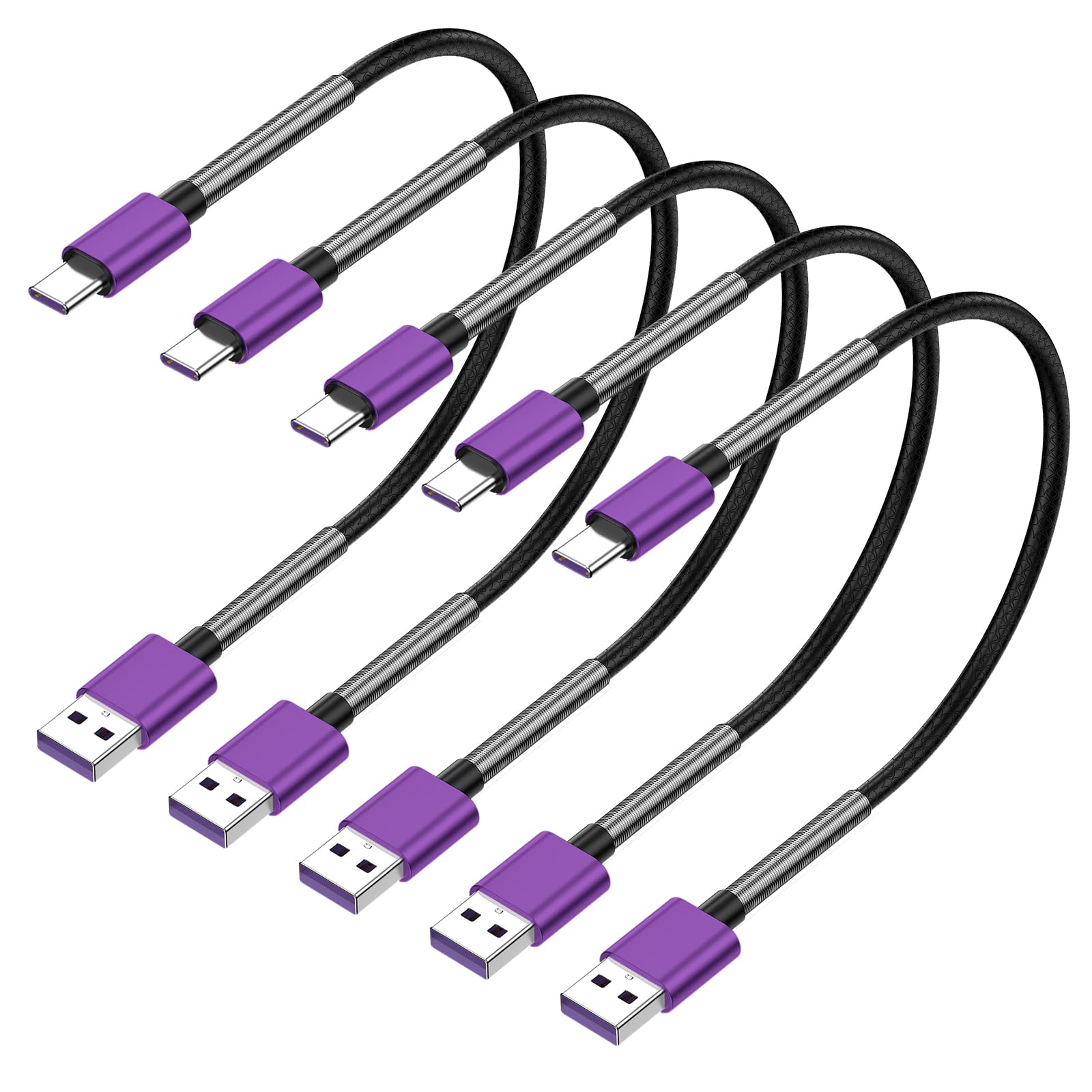 [5Pack 1ft] Compatible with Samsung Galaxy S9 S10 S8 Plus Charger Cord(3A Fast Charging), TPE USB C Type Charger Cable,USB A to Type C Replacement for