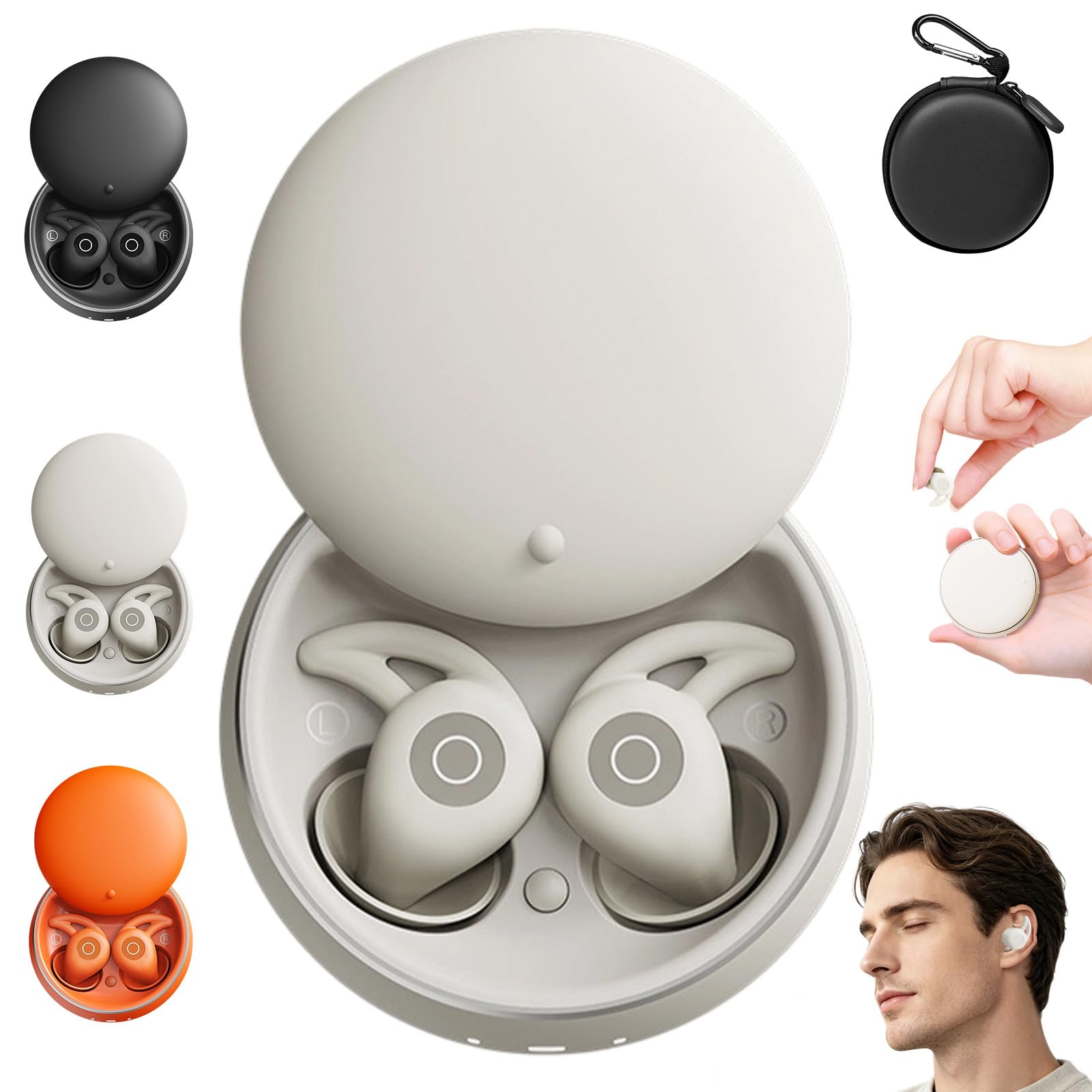 2026 Écouteurs Bluetooth pour moto, mini écouteurs invisibles avec ANC, écouteurs intra-auriculaires confortables pour anti-ronflement, sommeil, mouvement, voyage et tout casque (B)