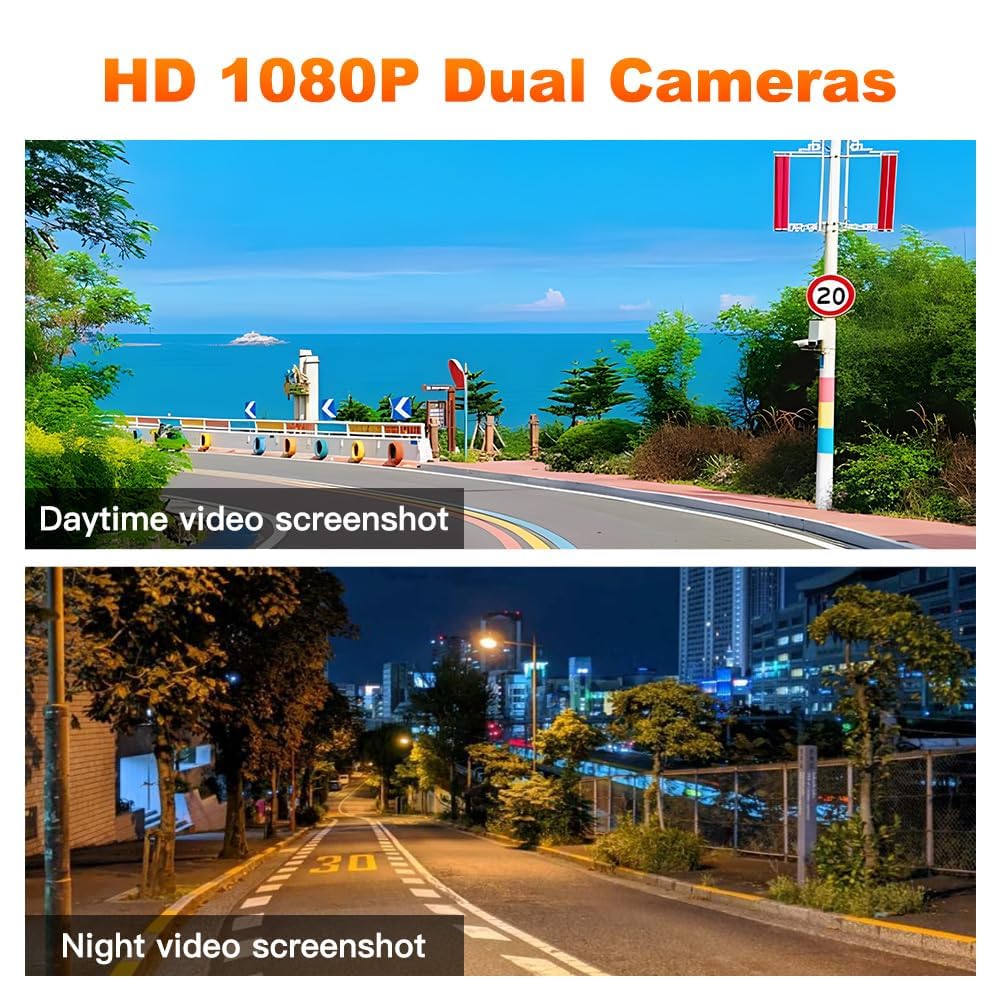 VSYSTO Kamera Motocyklowa WiFi, HD 1080P, Tryb Nocny Starlight, Szeroki kąt 130°, Przednia i Tylna Kamera, System DVR do Motocykla, Sterowanie Przewodowe, Wodoodporna, Czujnik G, Nagrywanie w Pętli