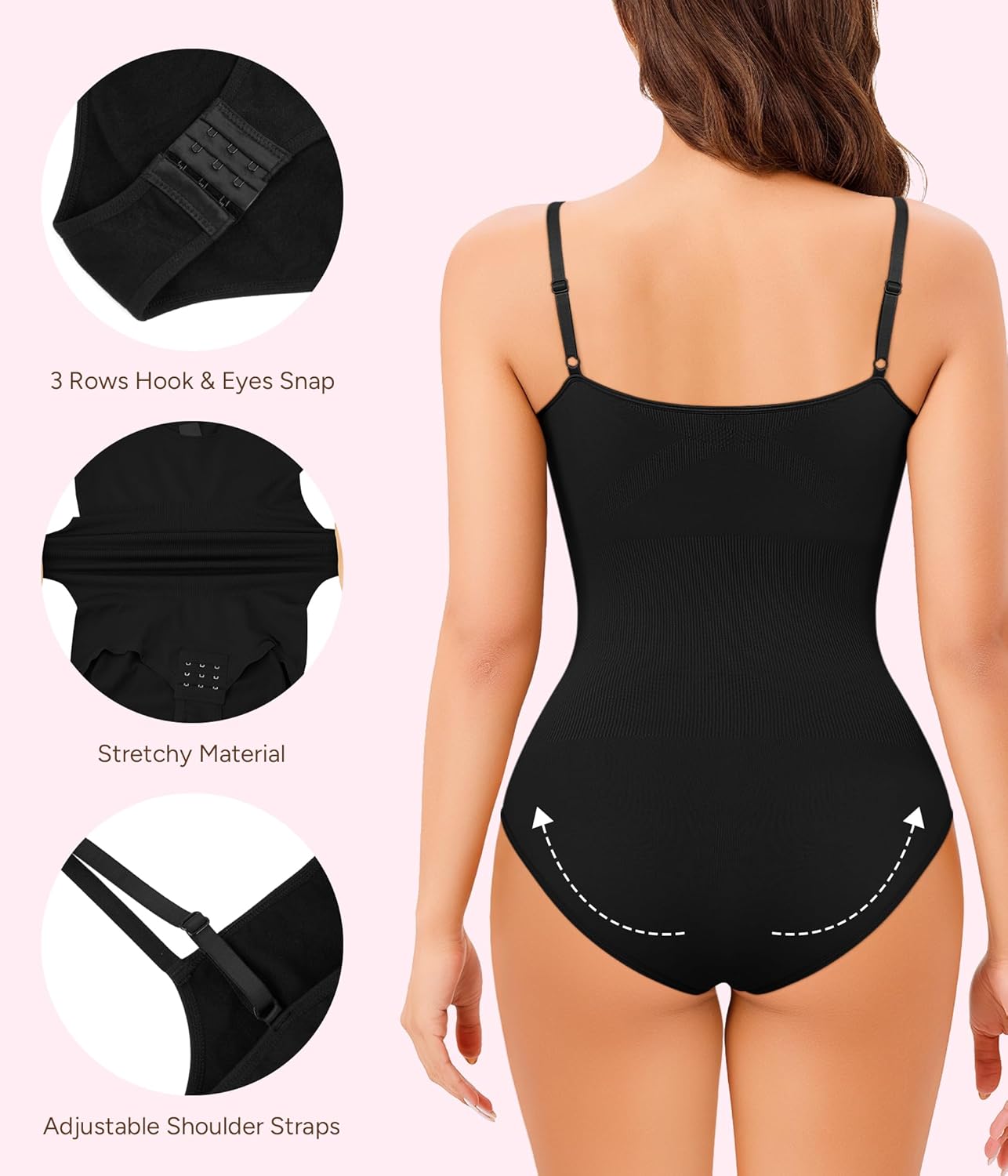 Irisnaya 2-Pack Shapewear Bodysuits for Women Tummy Control - Square Neck Body Suit Cami Body Shaper Going out Tops - Image 4