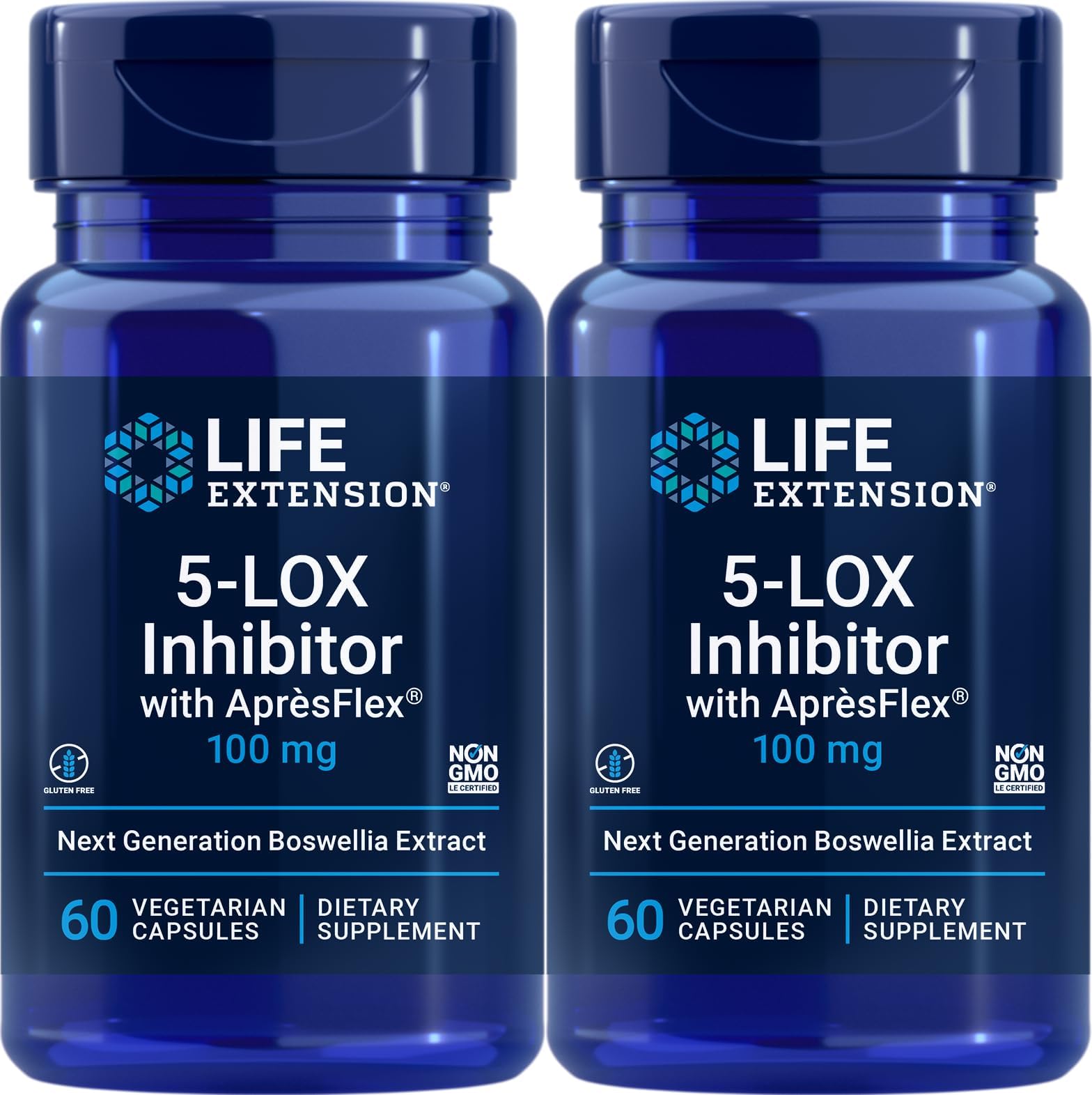Life Extension 5-LOX Inhibitor with ApresFlex, 100 Milligram, 60 Vegetarian Capsules (Pack of 2)