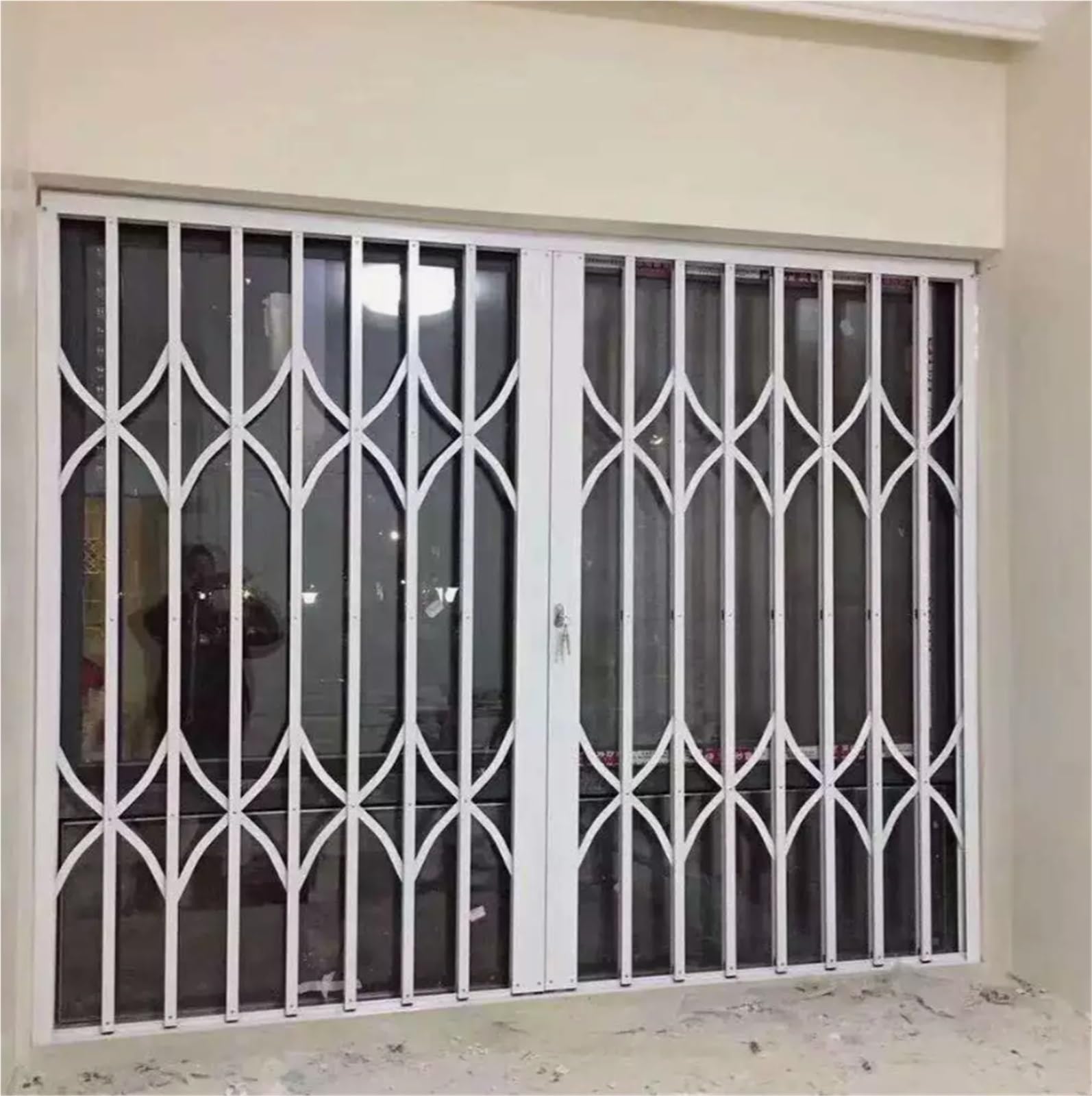 Wlcgyd Wxh Aluminum Alloy Folding Sliding Window, White Foldable Security Gate For Inside Outside Mounting, Commercial Expandable Security Window Grill Custom Size(60X60cm/24X24in)