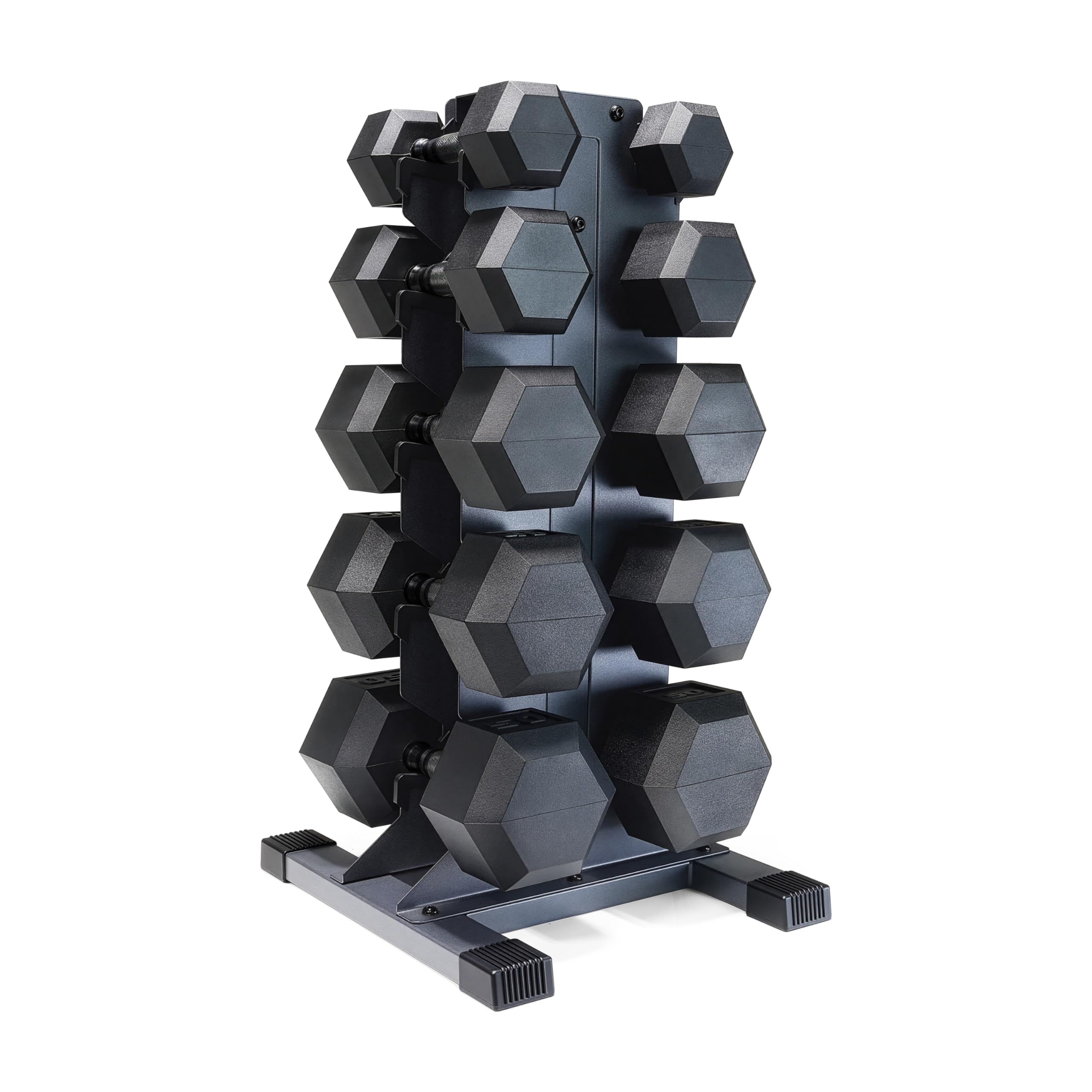 CAP Barbell Rubber Coated Hex Dumbbell Set with Vertical Rack 100-300 lbs Free Weights Dumbbells Set for Home