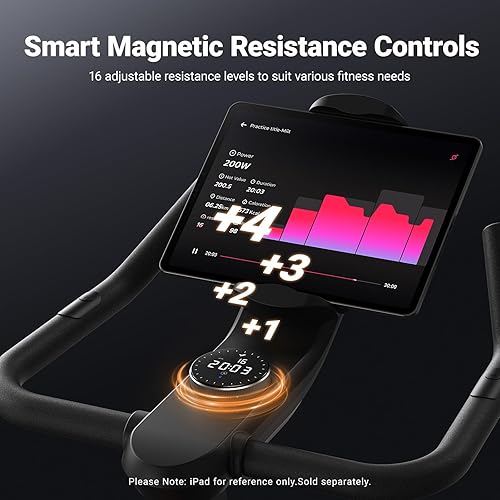 Miniatura 4 de Merach Bicicleta estática para gimnasio en casa, bicicleta estacionaria de bajo ruido con resistencia magnética manual automatizada, bicicleta de