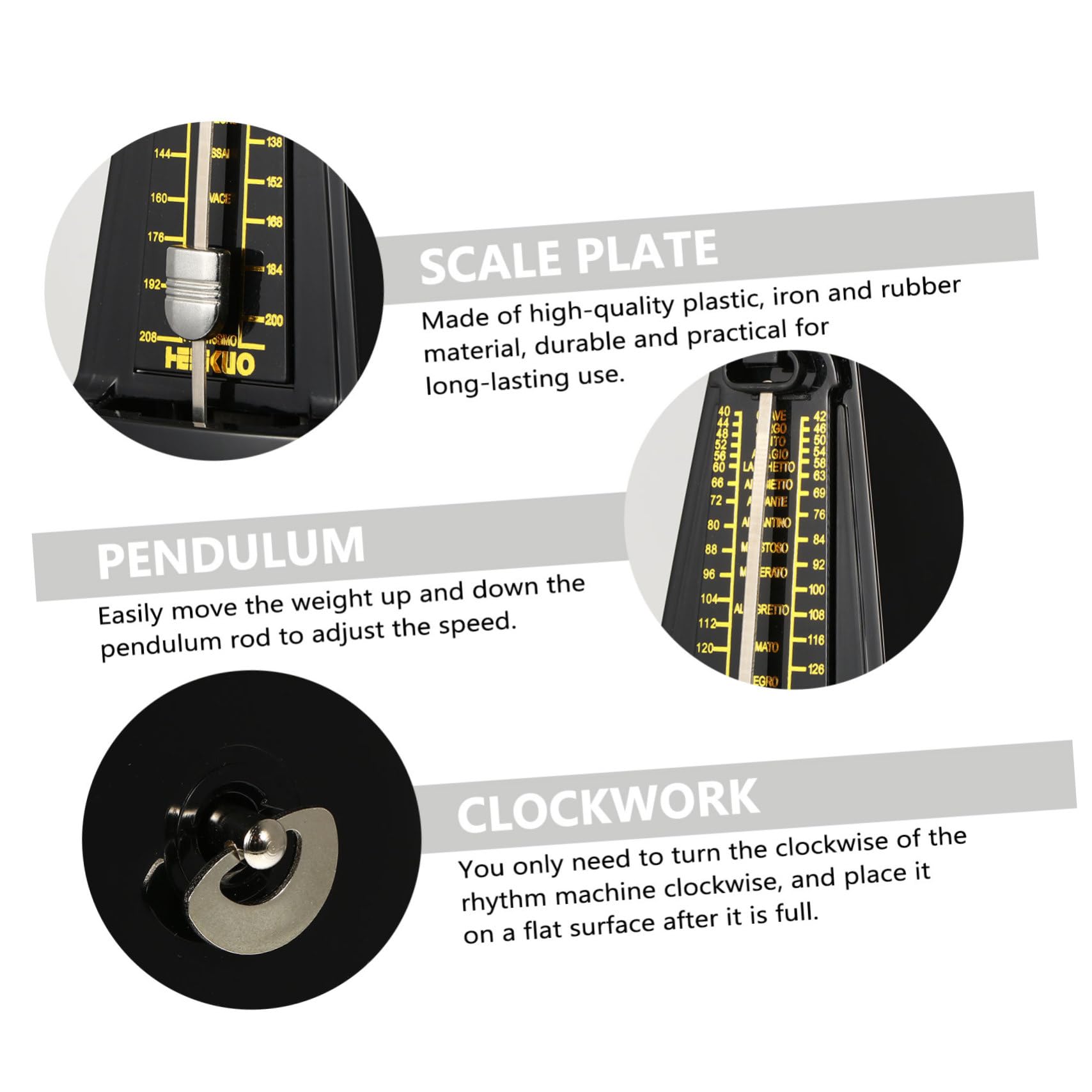 HEMOTON Drum Metronome Music Instrument Accessories 1pc Mechanical Metronome for Piano Violin Guitar Feature-rich Lightweight