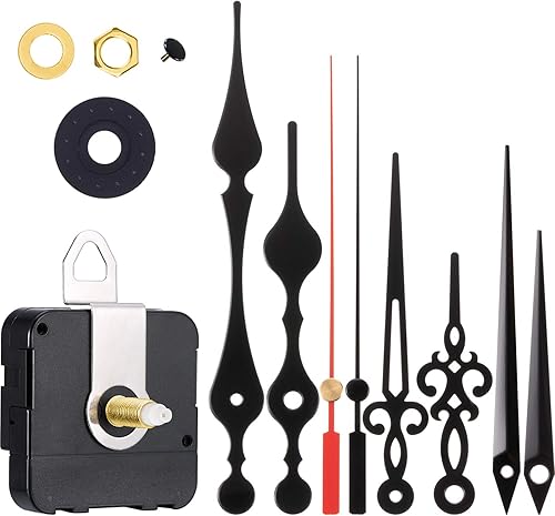 Hicarer Mecanismo de movimiento del motor del reloj, mecanismo de movimiento, piezas de repuesto con 3 pares diferentes de manecillas (eje de 1.2