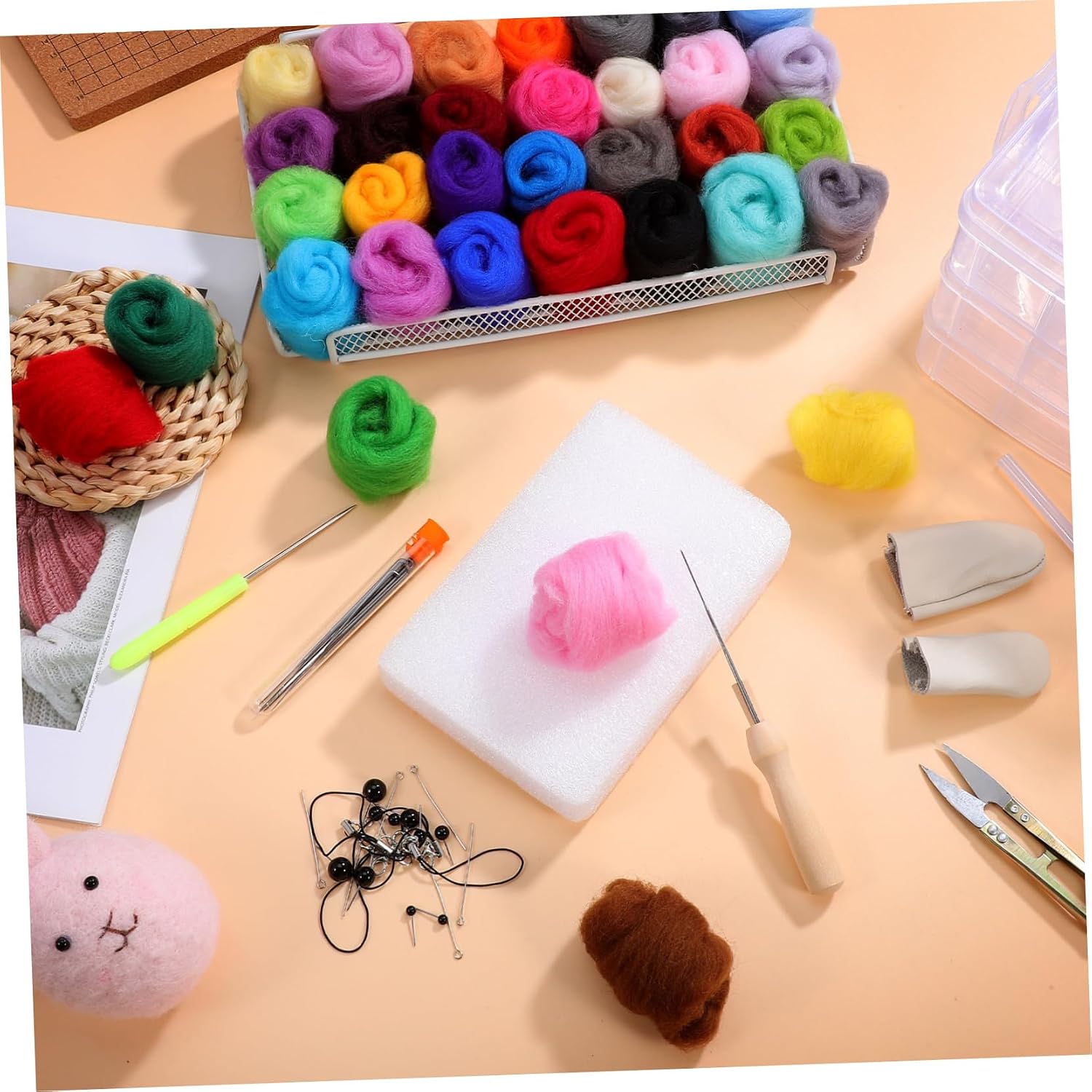 Tofficu 1set Wool Felting Kit for Beginners Wool Needles and Tools for Creative Crafts and Embroidery Projects for Adults and Home Decor