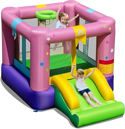 Miniatura 10 de BOUNTECH Casa inflable para fiestas en interiores y exteriores, castillo inflable para niños de 3 a 10 años, saltador con tobogán, piscina de bolas,