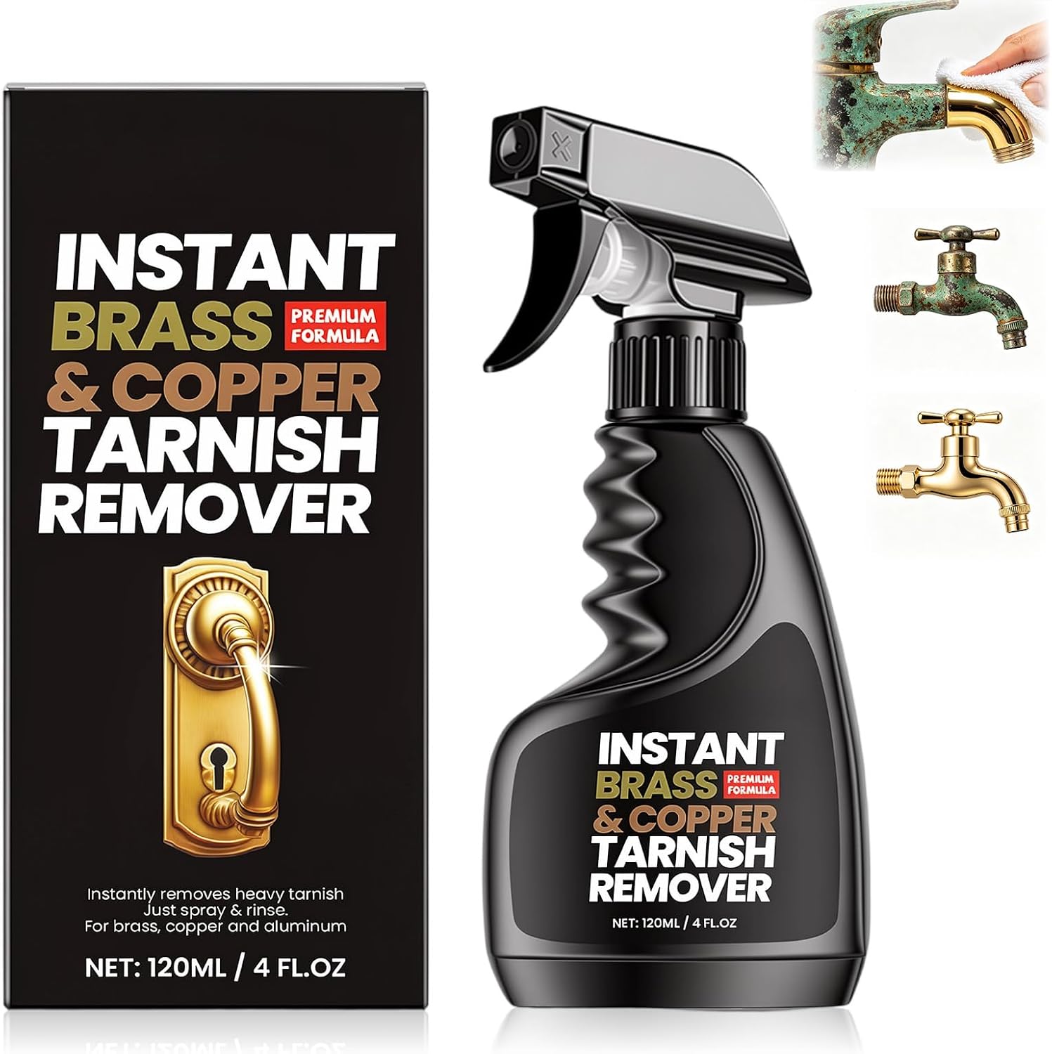 Instant Brass Tarnish Remover Spray,Instant Brass & Copper Tarnosh Remover, Brasses Cleaner And Polish, Copper Cleaner For Pots And Pans(4 Fl Oz)